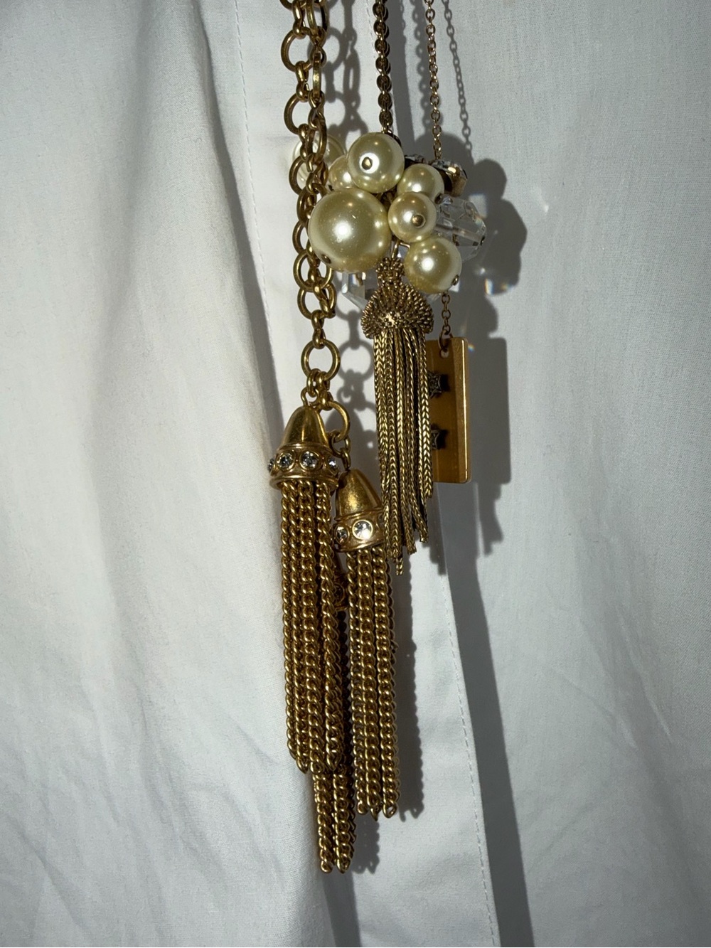Three Fabulous J. Crew Gold-Tone Pendant Long Necklaces - Picture 6 of 13